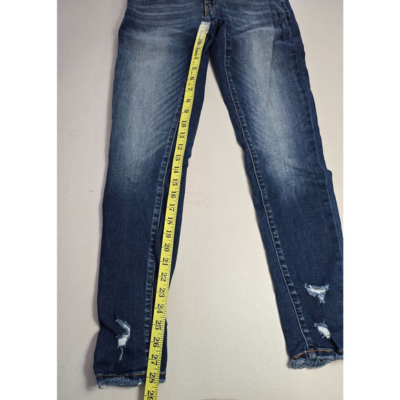 KanCan Jeans Women's 3 / 25 Blue Dark Wash Ankle Super Skinny Distressed - Picture 12 of 16